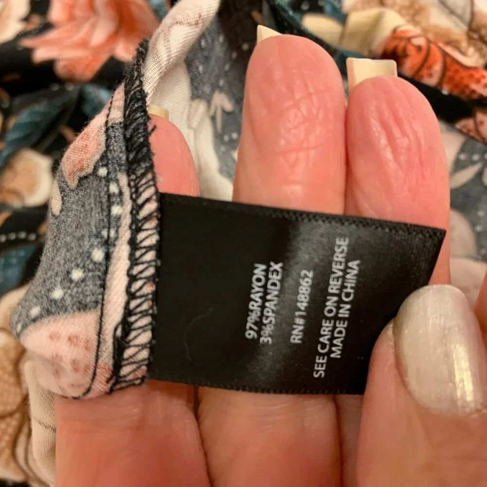 Torrid Dress Womens Size 2(18-20) Blue Floral Midi Dark Cottagecore Mature - Picture 6 of 10